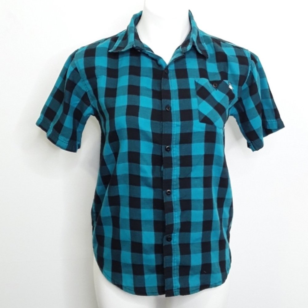 DC Clothing Teal Buffalo Oxford Button Up Blouse EUC sz M